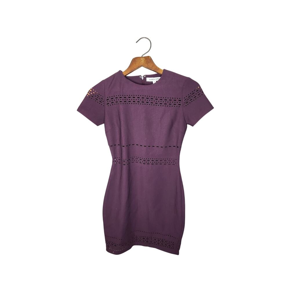 Elizabeth And James Ari Purple Dress Mini Cut Out Fitted Short Sleeve